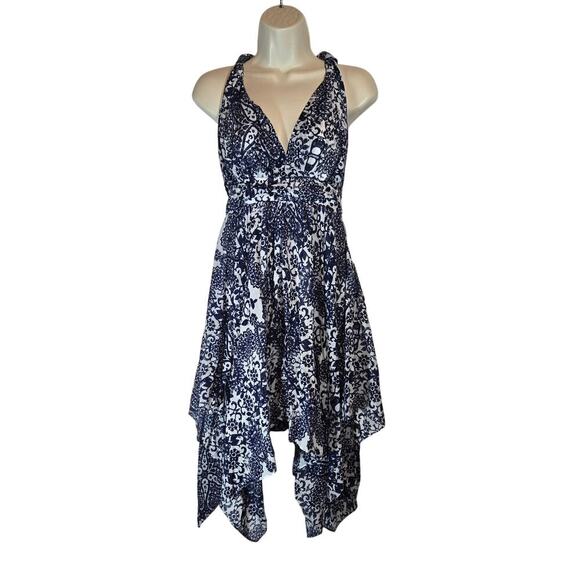 Vintage Guess Handkerchief Hem Floral Twist Top Crochet Racer Back Dress 4 - Picture 1 of 11